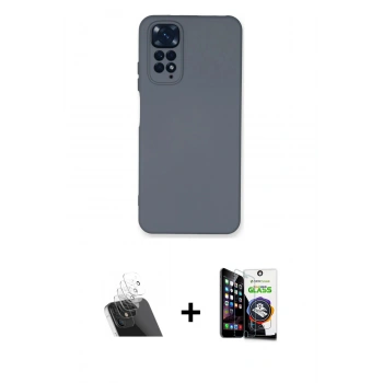 MARSİLYAN™- Redmi Note 11 Kılıf Ahenk Serisi - Şeffaf Temperli Cam Ekran Koruyucu + Kamera Lens Koruma Cam - SF