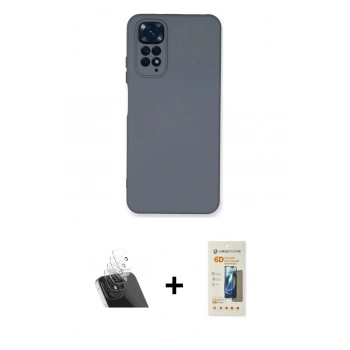 MARSİLYAN™- Redmi Note 11 Kılıf Ahenk Serisi - Siyah 6D Mat Seramik Hayalet Nano Ekran Koruyucu + Kamera Lens Koruma Cam - SF