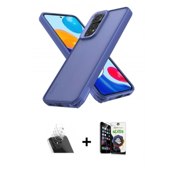 MARSİLYAN™- Redmi Note 11 Kılıf Atlas Form - Şeffaf Temperli Cam Ekran Koruyucu + Kamera Lens Koruma Cam - SF