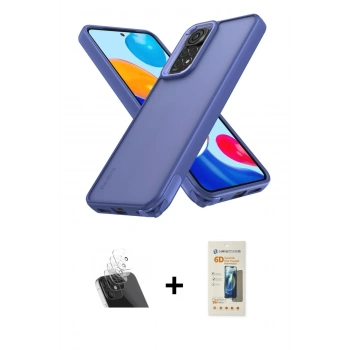 MARSİLYAN™- Redmi Note 11 Kılıf Atlas Form - Siyah 6D Mat Seramik Hayalet Nano Ekran Koruyucu + Kamera Lens Koruma Cam - SF
