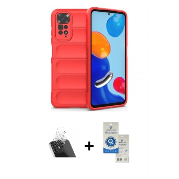 MARSİLYAN™- Redmi Note 11 Kılıf Atlas Koleksiyonu - Şeffaf Royal Nano Ekran Koruyucu + Kamera Lens Koruma Cam - SF