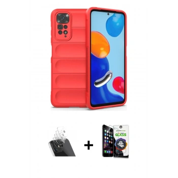 MARSİLYAN™- Redmi Note 11 Kılıf Atlas Koleksiyonu - Şeffaf Temperli Cam Ekran Koruyucu + Kamera Lens Koruma Cam - SF