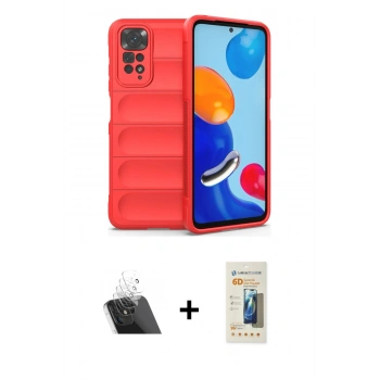 MARSİLYAN™- Redmi Note 11 Kılıf Atlas Koleksiyonu - Siyah 6D Mat Seramik Hayalet Nano Ekran Koruyucu + Kamera Lens Koruma Cam - SF