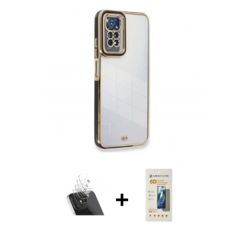 MARSİLYAN™- Redmi Note 11 Kılıf Çekirdek Klasik Serisi - Siyah 6D Mat Seramik Hayalet Nano Ekran Koruyucu + Kamera Lens Koruma Cam - SF