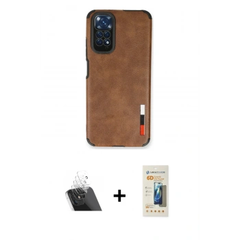 MARSİLYAN™- Redmi Note 11 Kılıf Doruk Asil Koleksiyonu - Siyah 6D Mat Seramik Hayalet Nano Ekran Koruyucu + Kamera Lens Koruma Cam - SF