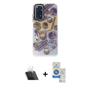 MARSİLYAN™- Redmi Note 11 Kılıf Siluet Çizgi Koleksiyonu - Şeffaf Royal Nano Ekran Koruyucu + Kamera Lens Koruma Cam - SF