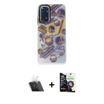 MARSİLYAN™- Redmi Note 11 Kılıf Siluet Çizgi Koleksiyonu - Şeffaf Temperli Cam Ekran Koruyucu + Kamera Lens Koruma Cam - SF