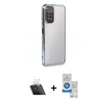 MARSİLYAN™- Redmi Note 11 Kılıf Vadi Minimal - Şeffaf Royal Nano Ekran Koruyucu + Kamera Lens Koruma Cam - SF