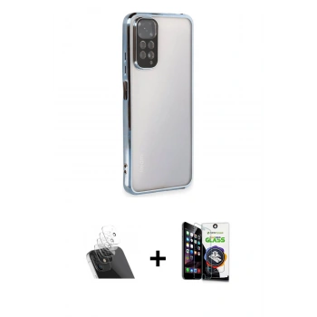MARSİLYAN™- Redmi Note 11 Kılıf Vadi Minimal - Şeffaf Temperli Cam Ekran Koruyucu + Kamera Lens Koruma Cam - SF
