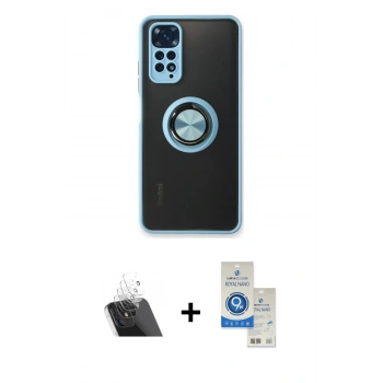 MARSİLYAN™- Redmi Note 11 Kılıf Yörünge Çizgi - Şeffaf Royal Nano Ekran Koruyucu + Kamera Lens Koruma Cam - SF