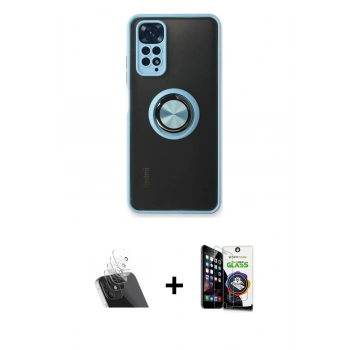 MARSİLYAN™- Redmi Note 11 Kılıf Yörünge Çizgi - Şeffaf Temperli Cam Ekran Koruyucu + Kamera Lens Koruma Cam - SF