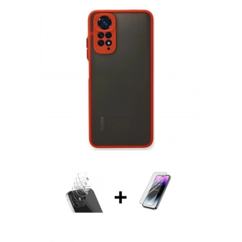MARSİLYAN™- Redmi Note 11 Pro Kılıf Ahenk Çizgi Serisi - Şeffaf Pasifik Cam Ekran Koruyucu + Kamera Lens Koruma Cam - SF