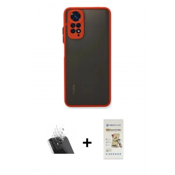 MARSİLYAN™- Redmi Note 11 Pro Kılıf Ahenk Çizgi Serisi - Siyah Mat Seramik Nano Ekran Koruyucu + Kamera Lens Koruma Cam - SF