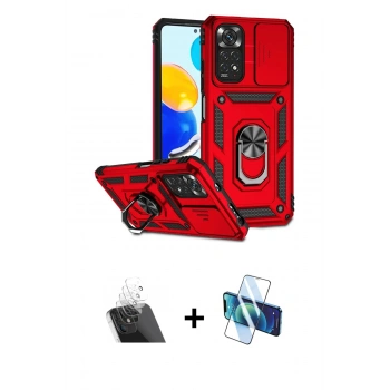 MARSİLYAN™- Redmi Note 11 Pro Kılıf Ahenk Klasik - Siyah 3D Antistatik Cam Ekran Koruyucu + Kamera Lens Koruma Cam - SF