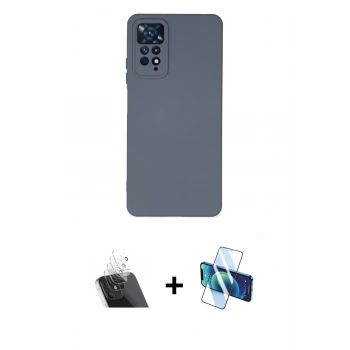 MARSİLYAN™- Redmi Note 11 Pro Kılıf Ahenk Serisi - Siyah 3D Antistatik Cam Ekran Koruyucu + Kamera Lens Koruma Cam - SF