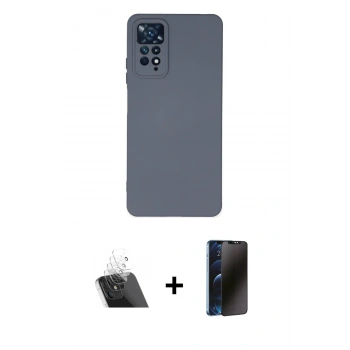 MARSİLYAN™- Redmi Note 11 Pro Kılıf Ahenk Serisi - Siyah 3D Antistatik Hayalet Cam Ekran Koruyucu + Kamera Lens Koruma Cam - SF