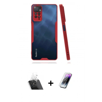 MARSİLYAN™- Redmi Note 11 Pro Kılıf Atlas Asil Serisi - Şeffaf Pasifik Cam Ekran Koruyucu + Kamera Lens Koruma Cam - SF
