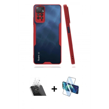 MARSİLYAN™- Redmi Note 11 Pro Kılıf Atlas Asil Serisi - Siyah 3D Antistatik Cam Ekran Koruyucu + Kamera Lens Koruma Cam - SF