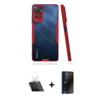 MARSİLYAN™- Redmi Note 11 Pro Kılıf Atlas Asil Serisi - Siyah 3D Antistatik Hayalet Cam Ekran Koruyucu + Kamera Lens Koruma Cam - SF
