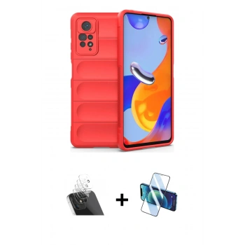 MARSİLYAN™- Redmi Note 11 Pro Kılıf Atlas Koleksiyonu - Siyah 3D Antistatik Cam Ekran Koruyucu + Kamera Lens Koruma Cam - SF