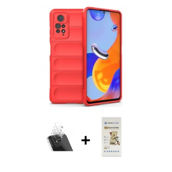 MARSİLYAN™- Redmi Note 11 Pro Kılıf Atlas Koleksiyonu - Siyah Mat Seramik Nano Ekran Koruyucu + Kamera Lens Koruma Cam - SF
