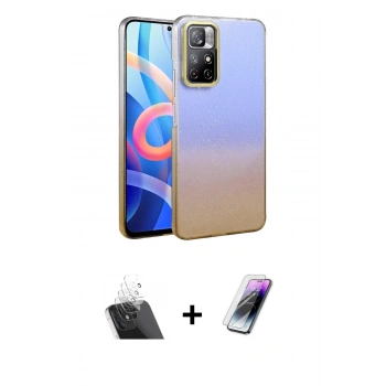 MARSİLYAN™- Redmi Note 11 Pro Kılıf Kıvılcım Minimal Özel Seri - Şeffaf Pasifik Cam Ekran Koruyucu + Kamera Lens Koruma Cam - SF