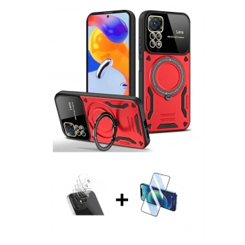 MARSİLYAN™- Redmi Note 11 Pro Kılıf Kıvılcım Modern Serisi - Siyah 3D Antistatik Seramik Nano Ekran Koruyucu + Kamera Lens Koruma Cam - SF