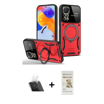 MARSİLYAN™- Redmi Note 11 Pro Kılıf Kıvılcım Modern Serisi - Siyah Mat Seramik Nano Ekran Koruyucu + Kamera Lens Koruma Cam - SF