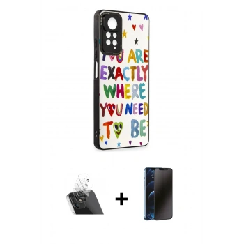 MARSİLYAN™- Redmi Note 11 Pro Kılıf Odak Klasik Serisi - Siyah 3D Antistatik Hayalet Cam Ekran Koruyucu + Kamera Lens Koruma Cam - SF