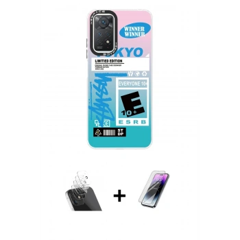 MARSİLYAN™- Redmi Note 11 Pro Kılıf Siluet Çizgi Koleksiyonu - Şeffaf Pasifik Cam Ekran Koruyucu + Kamera Lens Koruma Cam - SF