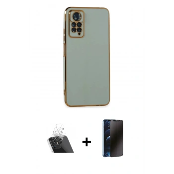 MARSİLYAN™- Redmi Note 11 Pro Kılıf Yankı Serisi - Siyah 3D Antistatik Hayalet Cam Ekran Koruyucu + Kamera Lens Koruma Cam - SF