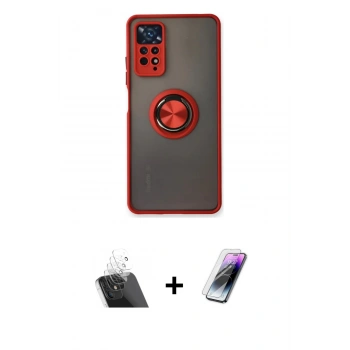 MARSİLYAN™- Redmi Note 11 Pro Kılıf Yörünge Çizgi - Şeffaf Pasifik Cam Ekran Koruyucu + Kamera Lens Koruma Cam - SF