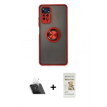 MARSİLYAN™- Redmi Note 11 Pro Kılıf Yörünge Çizgi - Siyah Mat Seramik Nano Ekran Koruyucu + Kamera Lens Koruma Cam - SF