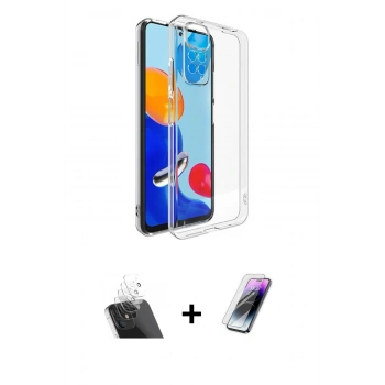 MARSİLYAN™- Redmi Note 11 Pro Kılıf Zirve Doku - Şeffaf Pasifik Cam Ekran Koruyucu + Kamera Lens Koruma Cam - SF