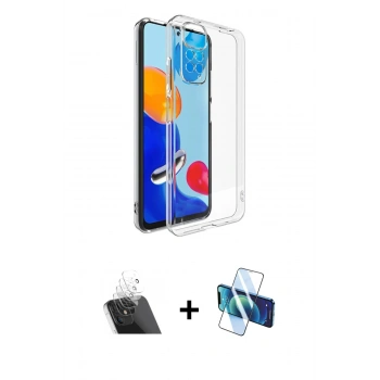 MARSİLYAN™- Redmi Note 11 Pro Kılıf Zirve Doku - Siyah 3D Antistatik Cam Ekran Koruyucu + Kamera Lens Koruma Cam - SF