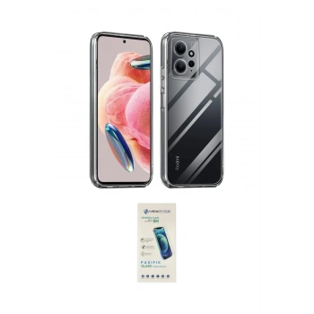 MARSİLYAN™- Redmi Note 12 4G Kılıf Zirve Doku - Şeffaf Pasifik Cam Ekran Koruyucu