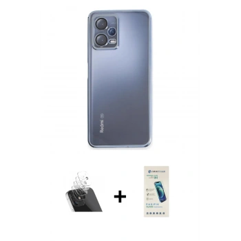 MARSİLYAN™- Redmi Note 12 5G Kılıf Vadi Minimal - Şeffaf Pasifik Cam Ekran Koruyucu + Kamera Lens Koruma Cam - SF