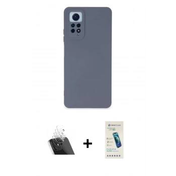 MARSİLYAN™- Redmi Note 12 Pro 4G Kılıf Ahenk Serisi - Şeffaf Pasifik Cam Ekran Koruyucu + Kamera Lens Koruma Cam - SF