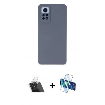 MARSİLYAN™- Redmi Note 12 Pro 4G Kılıf Ahenk Serisi - Siyah 3D Antistatik Cam Ekran Koruyucu + Kamera Lens Koruma Cam - SF