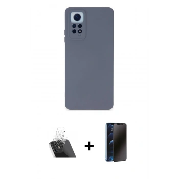 MARSİLYAN™- Redmi Note 12 Pro 4G Kılıf Ahenk Serisi - Siyah 3D Antistatik Hayalet Cam Ekran Koruyucu + Kamera Lens Koruma Cam - SF