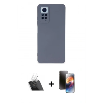 MARSİLYAN™- Redmi Note 12 Pro 4G Kılıf Ahenk Serisi - Siyah 3D Antistatik Mat Seramik Nano Ekran Koruyucu + Kamera Lens Koruma Cam - SF