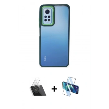 MARSİLYAN™- Redmi Note 12 Pro 4G Kılıf Eksen Doku Prime - Siyah 3D Antistatik Cam Ekran Koruyucu + Kamera Lens Koruma Cam - SF