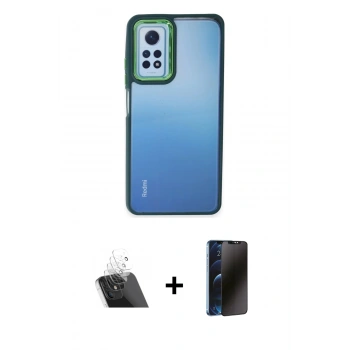 MARSİLYAN™- Redmi Note 12 Pro 4G Kılıf Eksen Doku Prime - Siyah 3D Antistatik Hayalet Cam Ekran Koruyucu + Kamera Lens Koruma Cam - SF