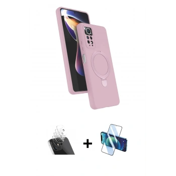 MARSİLYAN™- Redmi Note 12 Pro 4G Kılıf İz Işık Koleksiyonu - Siyah 3D Antistatik Cam Ekran Koruyucu + Kamera Lens Koruma Cam - SF