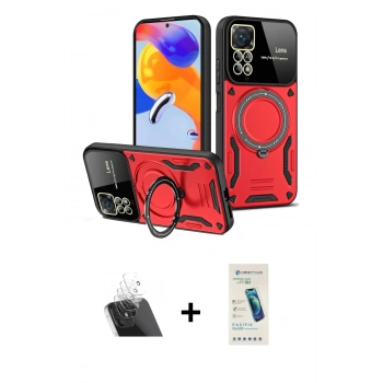 MARSİLYAN™- Redmi Note 12 Pro 4G Kılıf Kıvılcım Modern Serisi - Şeffaf Pasifik Cam Ekran Koruyucu + Kamera Lens Koruma Cam - SF