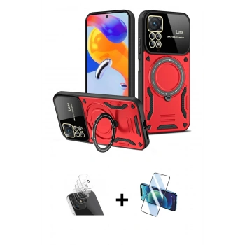 MARSİLYAN™- Redmi Note 12 Pro 4G Kılıf Kıvılcım Modern Serisi - Siyah 3D Antistatik Cam Ekran Koruyucu + Kamera Lens Koruma Cam - SF