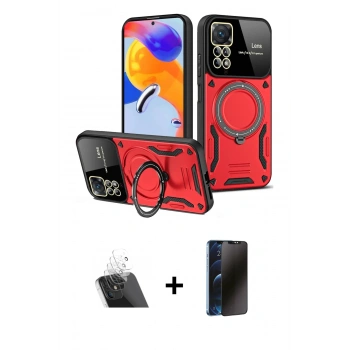 MARSİLYAN™- Redmi Note 12 Pro 4G Kılıf Kıvılcım Modern Serisi - Siyah 3D Antistatik Hayalet Cam Ekran Koruyucu + Kamera Lens Koruma Cam - SF