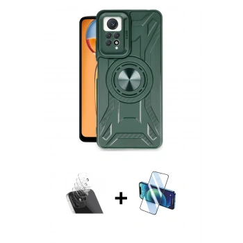MARSİLYAN™- Redmi Note 12 Pro 4G Kılıf Nova Yansıma Prime - Siyah 3D Antistatik Cam Ekran Koruyucu + Kamera Lens Koruma Cam - SF