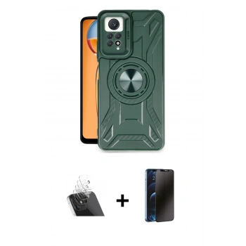 MARSİLYAN™- Redmi Note 12 Pro 4G Kılıf Nova Yansıma Prime - Siyah 3D Antistatik Hayalet Cam Ekran Koruyucu + Kamera Lens Koruma Cam - SF