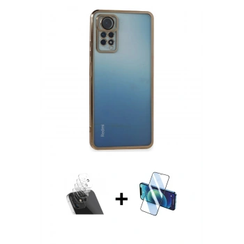 MARSİLYAN™- Redmi Note 12 Pro 4G Kılıf Vadi Minimal - Siyah 3D Antistatik Seramik Nano Ekran Koruyucu + Kamera Lens Koruma Cam - SF